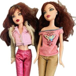 2 My Scene Chelsea Barbie Dolls with Pink and Brown Outfits